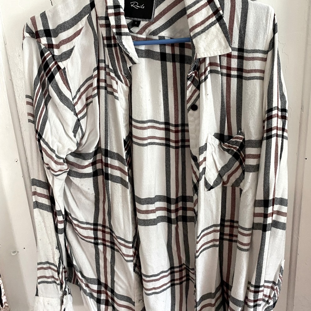 Rails flannel/stripe button down. Size large.